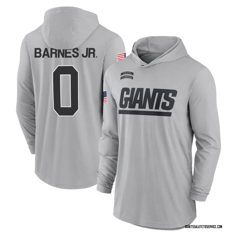 Men's Anquin Barnes Jr. New York Giants Gray 2024 Salute to Service Lightweight Performance Long Sleeve Hooded T-Shirt