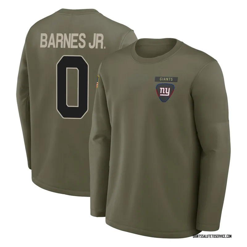 Men's Anquin Barnes Jr. New York Giants Olive 2025 Salute to Service Sideline Coaches Long Sleeve T-Shirt
