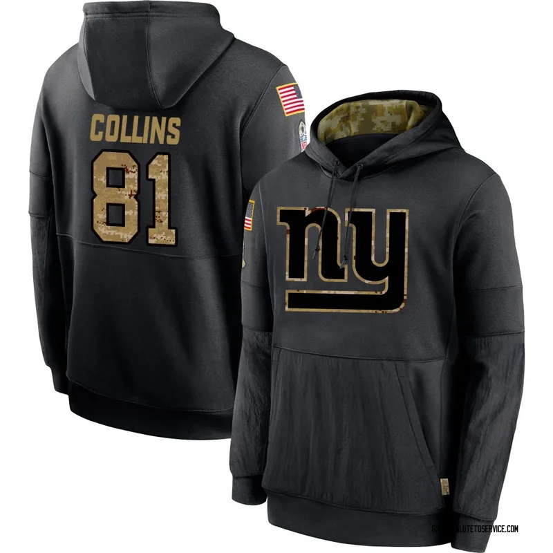 Men's Beaux Collins New York Giants Black 2020 Salute to Service Sideline Performance Pullover Hoodie