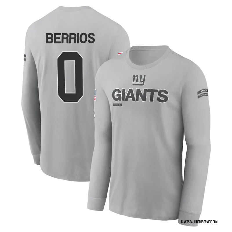 Men's Braxton Berrios New York Giants Gray 2024 Salute to Service Long Sleeve T-Shirt