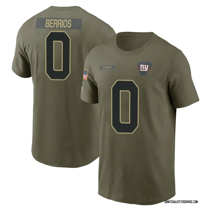 Men's Braxton Berrios New York Giants Olive 2025 Salute to Service Name & Number T-Shirt