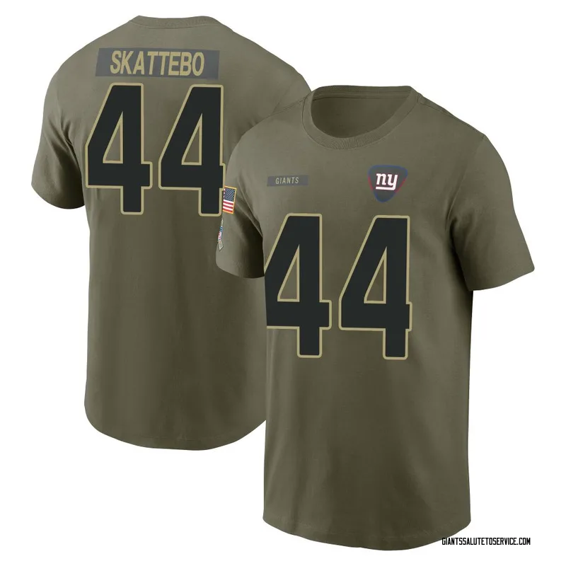 Men's Cam Skattebo New York Giants Olive 2025 Salute to Service Name & Number T-Shirt