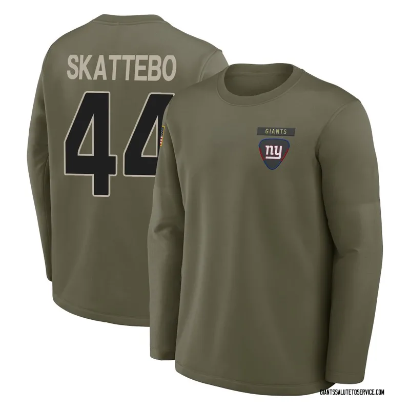 Men's Cam Skattebo New York Giants Olive 2025 Salute to Service Sideline Coaches Long Sleeve T-Shirt
