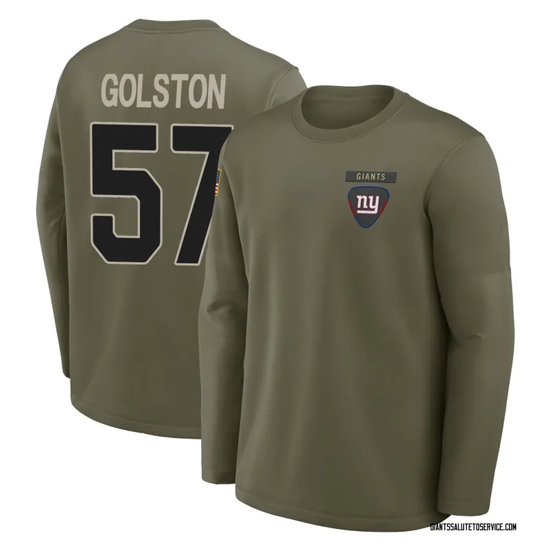 Men's Chauncey Golston New York Giants Olive 2025 Salute to Service Sideline Coaches Long Sleeve T-Shirt