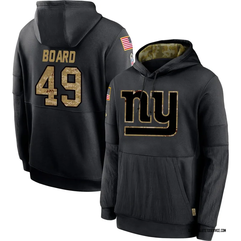 Men's Chris Board New York Giants Black 2020 Salute to Service Sideline Performance Pullover Hoodie