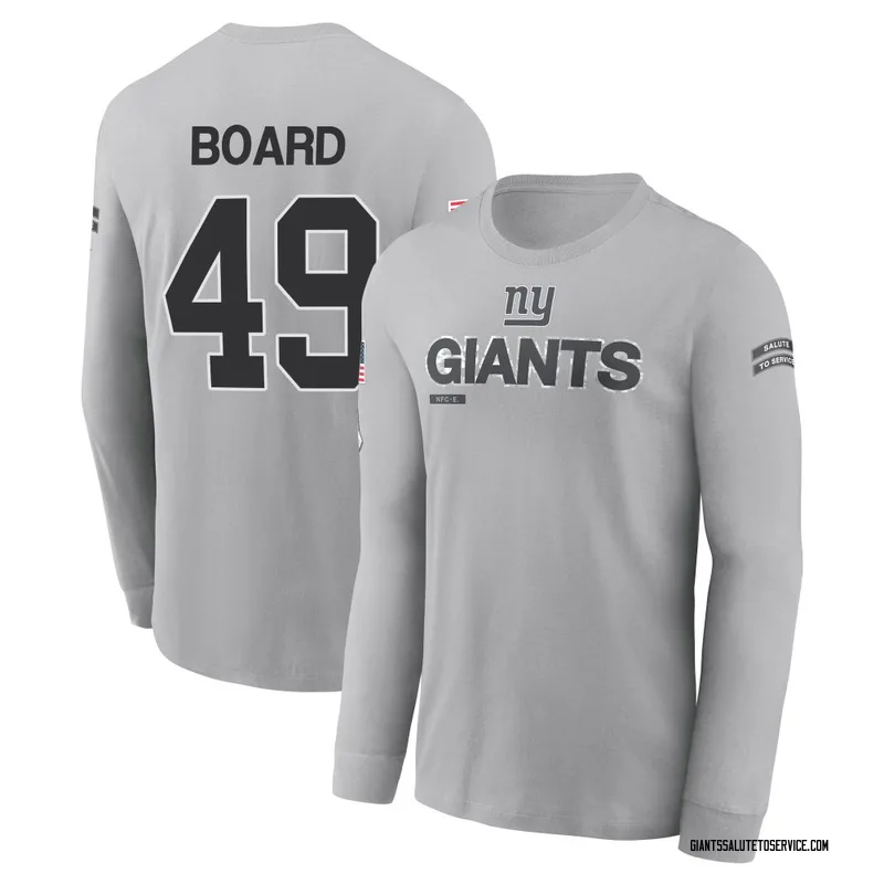 Men's Chris Board New York Giants Gray 2024 Salute to Service Long Sleeve T-Shirt