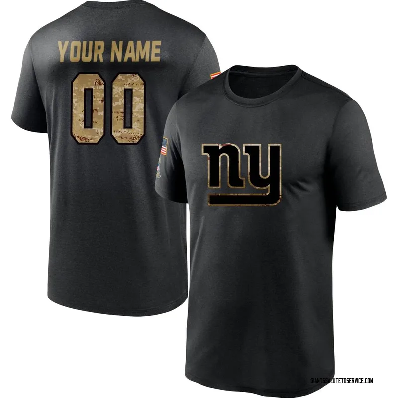 Men's Custom New York Giants Black 2020 Salute To Service Performance T-Shirt