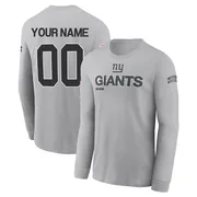 Men's Custom New York Giants Gray 2024 Salute to Service Long Sleeve T-Shirt