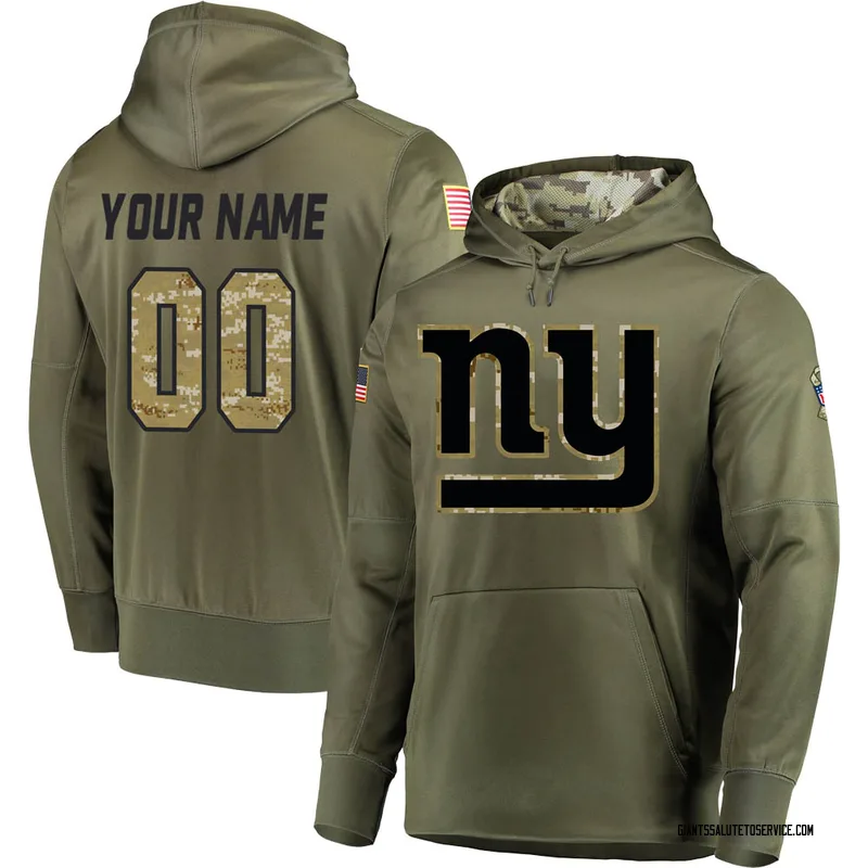 Men's Custom New York Giants Olive Salute to Service Pullover Hoodie