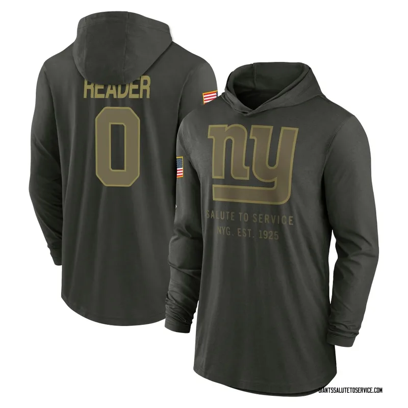 Men's DJ Reader New York Giants Green Forest/ 2025 Salute to Service Sideline Lightweight Hooded Pullover Long Sleeve T-Shirt