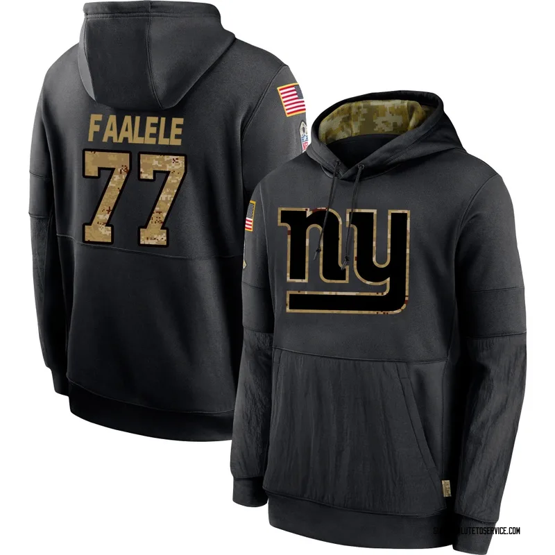 Men's Daniel Faalele New York Giants Black 2020 Salute to Service Sideline Performance Pullover Hoodie