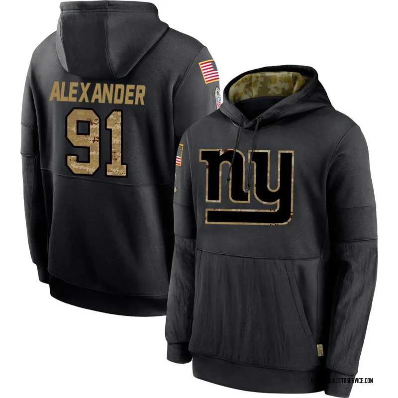 Men's Darius Alexander New York Giants Black 2020 Salute to Service Sideline Performance Pullover Hoodie