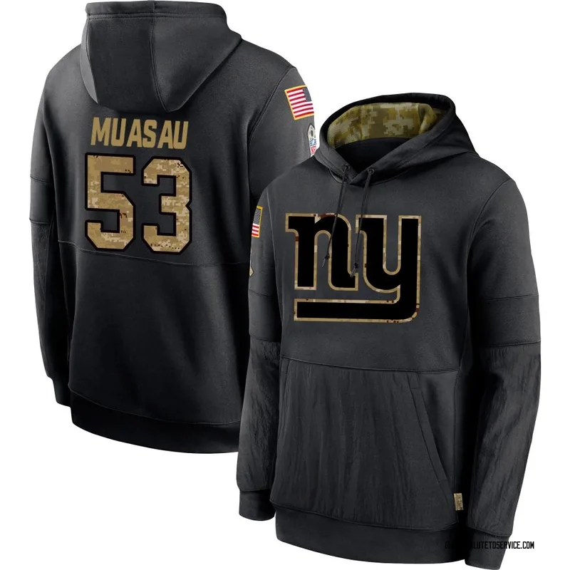 Men's Darius Muasau New York Giants Black 2020 Salute to Service Sideline Performance Pullover Hoodie