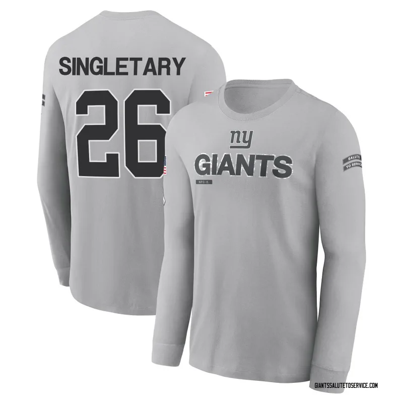 Men's Devin Singletary New York Giants Gray 2024 Salute to Service Long Sleeve T-Shirt