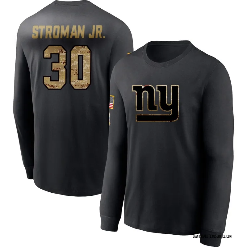 Men's Greg Stroman Jr. New York Giants Black 2020 Salute To Service Sideline Performance Long Sleeve T-Shirt