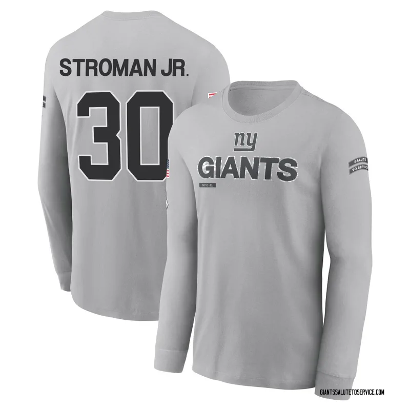 Men's Greg Stroman Jr. New York Giants Gray 2024 Salute to Service Long Sleeve T-Shirt