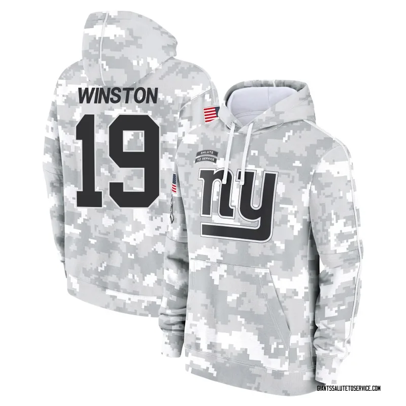Men's Jameis Winston New York Giants Camo Arctic 2024 Salute to Service Club Fleece Pullover Hoodie