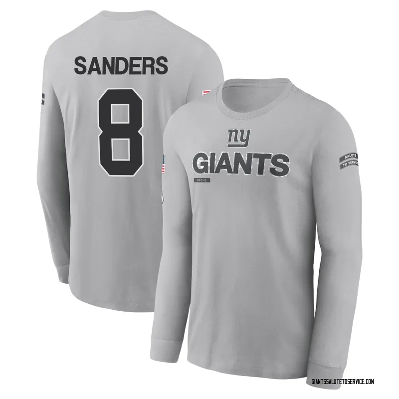Men's Jason Sanders New York Giants Gray 2024 Salute to Service Long Sleeve T-Shirt