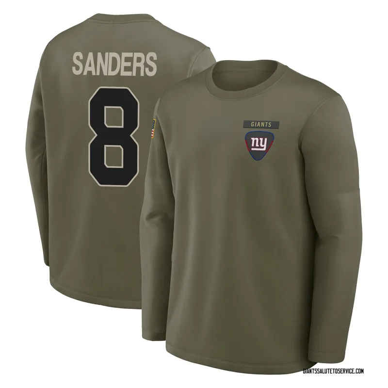 Men's Jason Sanders New York Giants Olive 2025 Salute to Service Sideline Coaches Long Sleeve T-Shirt