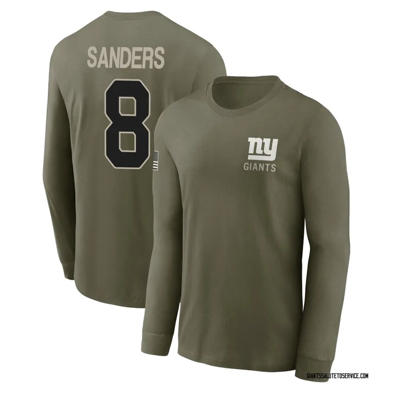 Men's Jason Sanders New York Giants Olive 2025 Salute to Service Sideline Long Sleeve T-Shirt