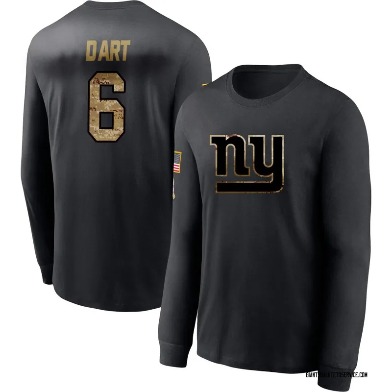Men's Jaxson Dart New York Giants Black 2020 Salute To Service Sideline Performance Long Sleeve T-Shirt