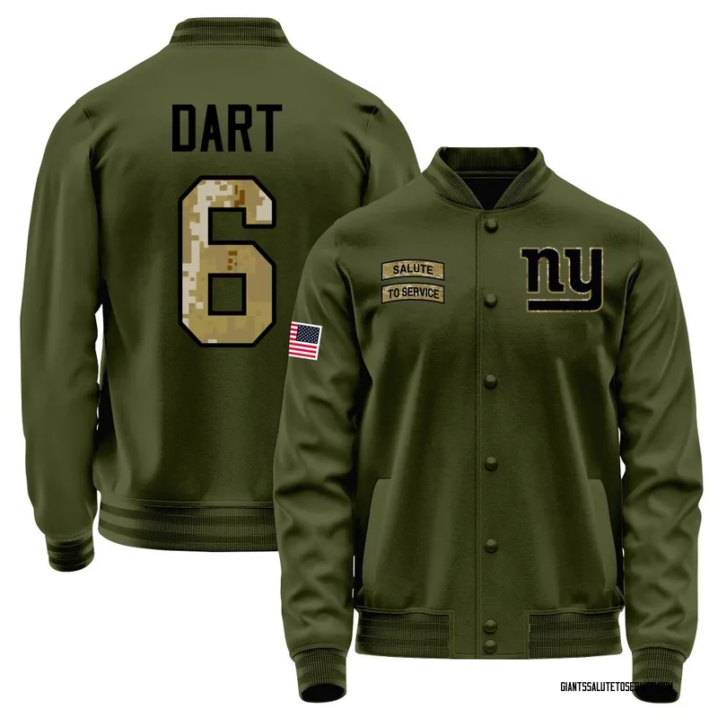Men's Jaxson Dart New York Giants Olive Salute to Service Sideline Performance Jacket