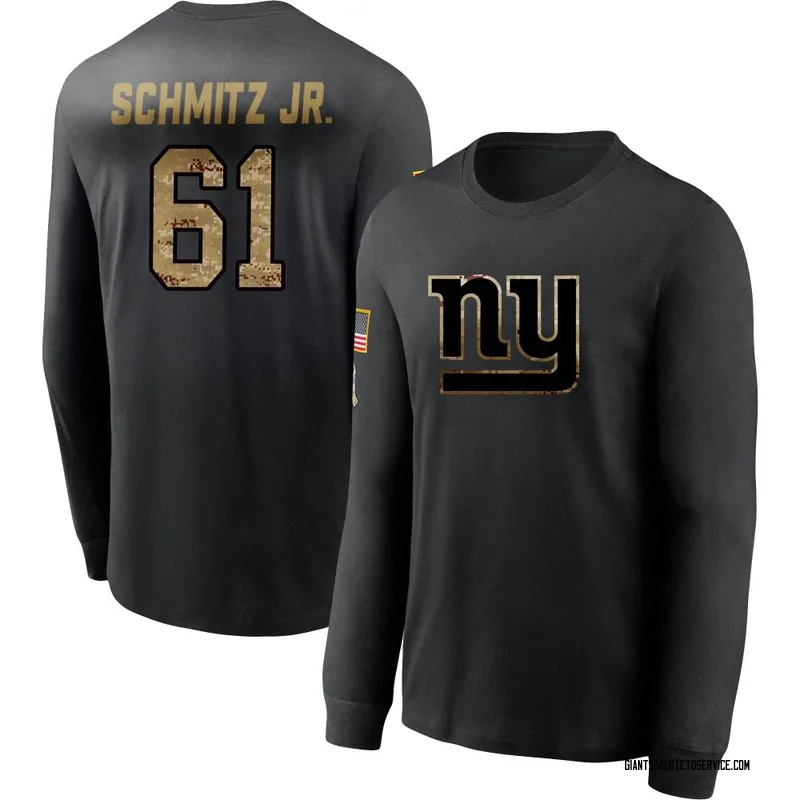 Men's John Michael Schmitz Jr. New York Giants Black 2020 Salute To Service Sideline Performance Long Sleeve T-Shirt