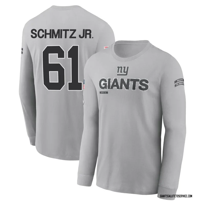 Men's John Michael Schmitz Jr. New York Giants Gray 2024 Salute to Service Long Sleeve T-Shirt