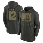 Men's Jordan Bly New York Giants Green Forest/ 2025 Salute to Service Sideline Lightweight Hooded Pullover Long Sleeve T-Shirt
