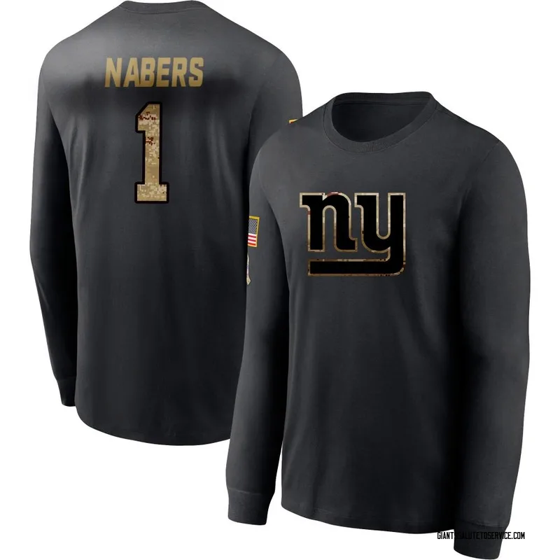 Men's Malik Nabers New York Giants Black 2020 Salute To Service Sideline Performance Long Sleeve T-Shirt