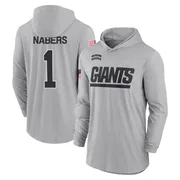 Men's Malik Nabers New York Giants Gray 2024 Salute to Service Lightweight Performance Long Sleeve Hooded T-Shirt