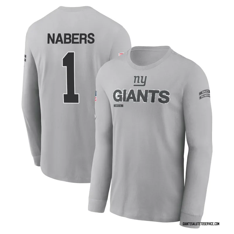 Men's Malik Nabers New York Giants Gray 2024 Salute to Service Long Sleeve T-Shirt