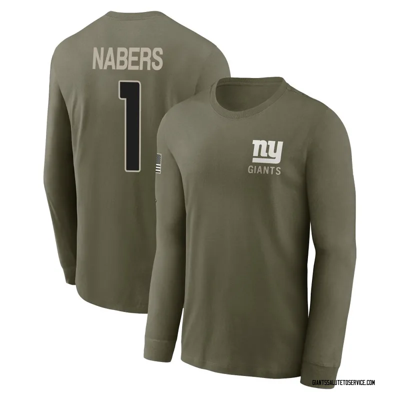 Men's Malik Nabers New York Giants Olive 2025 Salute to Service Sideline Long Sleeve T-Shirt