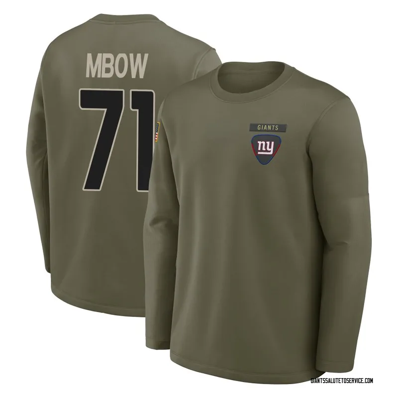 Men's Marcus Mbow New York Giants Olive 2025 Salute to Service Sideline Coaches Long Sleeve T-Shirt