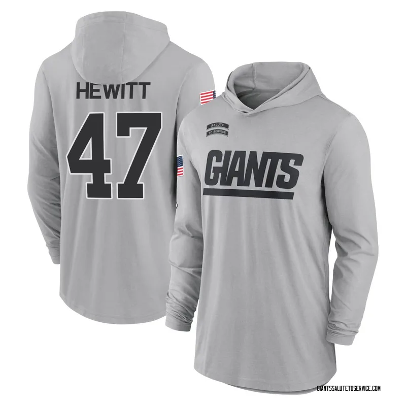 Men's Neville Hewitt New York Giants Gray 2024 Salute to Service Lightweight Performance Long Sleeve Hooded T-Shirt