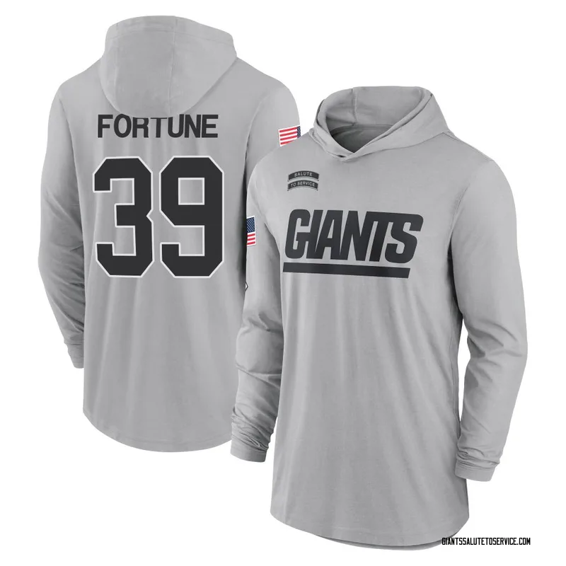 Men's O'Donnell Fortune New York Giants Gray 2024 Salute to Service Lightweight Performance Long Sleeve Hooded T-Shirt