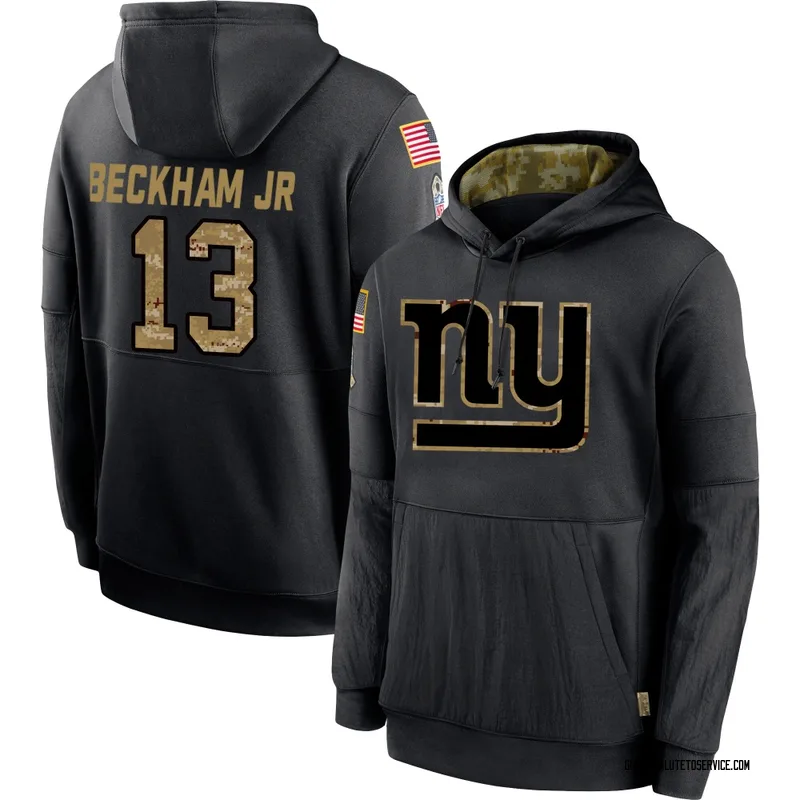 Men's Odell Beckham Jr. New York Giants Black 2020 Salute to Service Sideline Performance Pullover Hoodie
