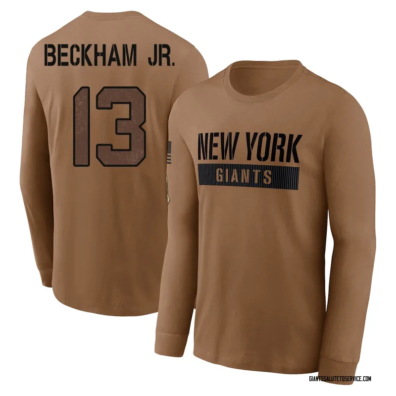 Men's Odell Beckham Jr. New York Giants Brown 2023 Salute To Service Long Sleeve T-Shirt