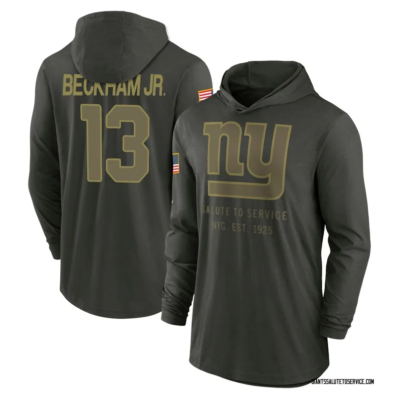 Men's Odell Beckham Jr. New York Giants Green Forest/ 2025 Salute to Service Sideline Lightweight Hooded Pullover Long Sleeve T-