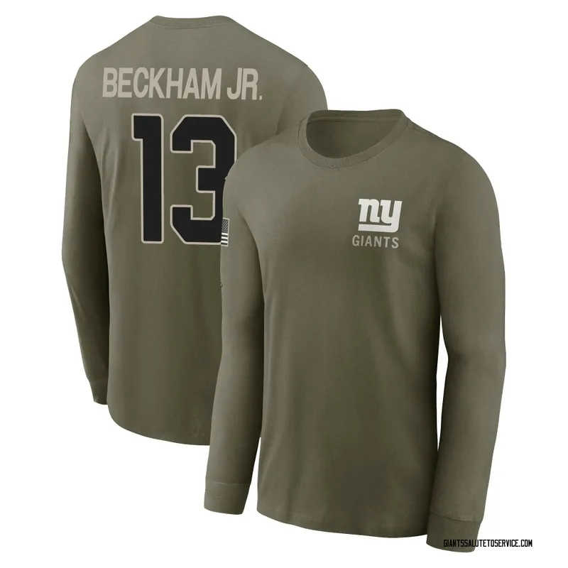 Men's Odell Beckham Jr. New York Giants Olive 2025 Salute to Service Sideline Long Sleeve T-Shirt