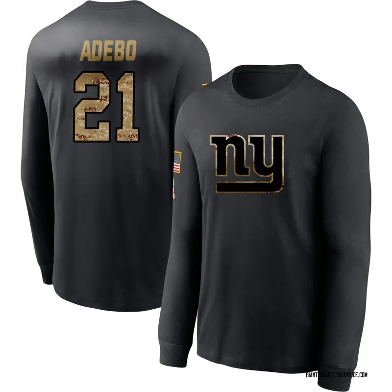 Men's Paulson Adebo New York Giants Black 2020 Salute To Service Sideline Performance Long Sleeve T-Shirt