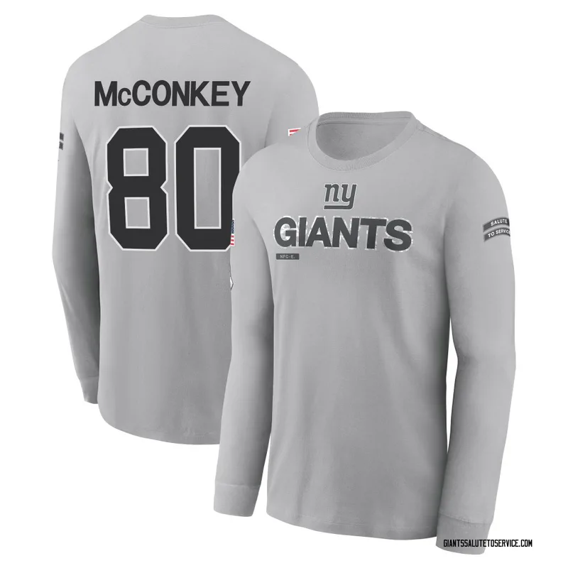 Men's Phil McConkey New York Giants Gray 2024 Salute to Service Long Sleeve T-Shirt