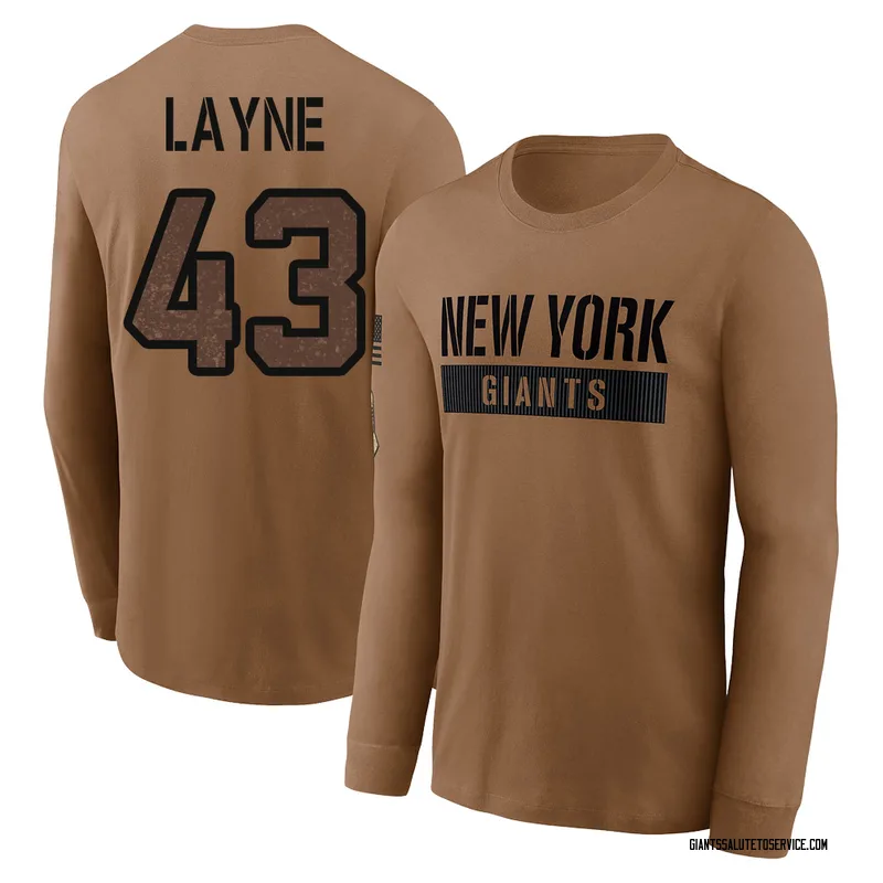 Men's Raheem Layne New York Giants Brown 2023 Salute To Service Long Sleeve T-Shirt