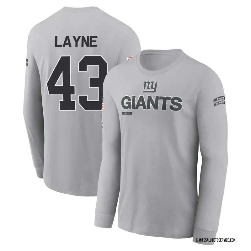 Men's Raheem Layne New York Giants Gray 2024 Salute to Service Long Sleeve T-Shirt