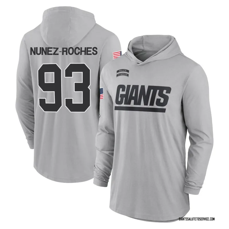 Men's Rakeem Nunez-Roches New York Giants Gray 2024 Salute to Service Lightweight Performance Long Sleeve Hooded T-Shirt