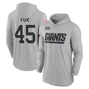 Men's Tomon Fox New York Giants Gray 2024 Salute to Service Lightweight Performance Long Sleeve Hooded T-Shirt