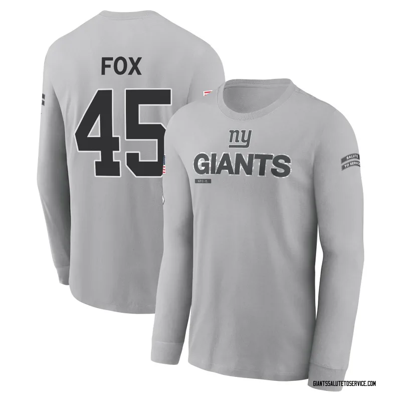 Men's Tomon Fox New York Giants Gray 2024 Salute to Service Long Sleeve T-Shirt