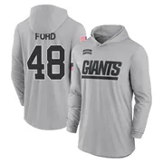 Men's Trace Ford New York Giants Gray 2024 Salute to Service Lightweight Performance Long Sleeve Hooded T-Shirt