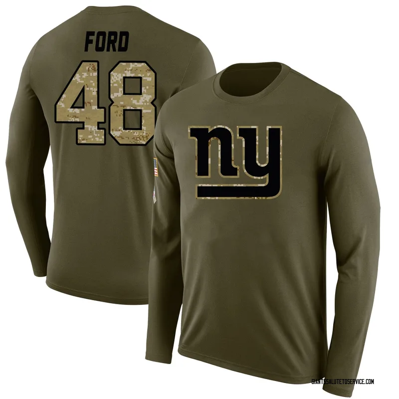Men's Trace Ford New York Giants Legend Olive Salute to Service Sideline Long Sleeve T-Shirt