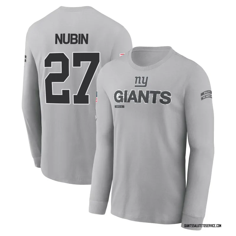 Men's Tyler Nubin New York Giants Gray 2024 Salute to Service Long Sleeve T-Shirt